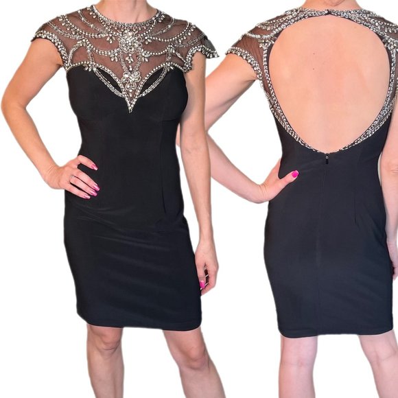 Mac Duggal Dresses & Skirts - Black Mac Duggal cocktail dress with beaded neck design